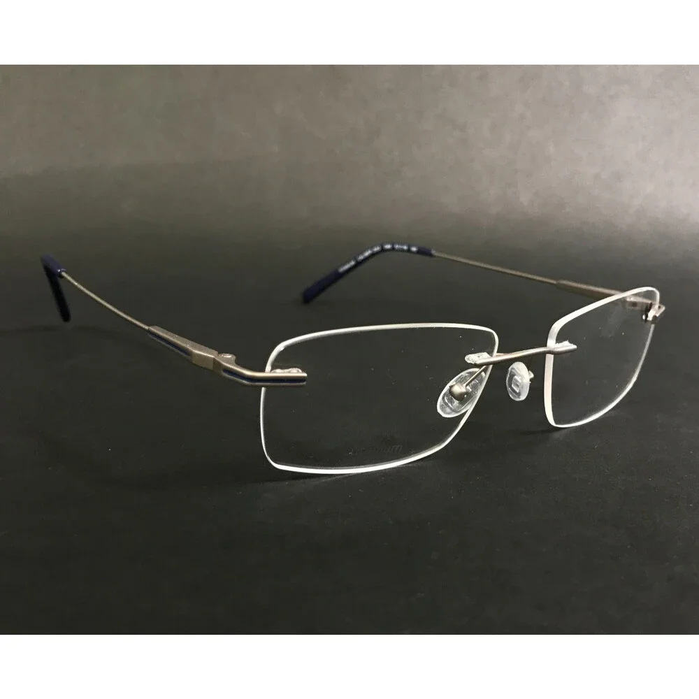 Airlock Eyeglasses Frames CALIBER 203 046 Matte Silver Blue Rimless 52-18-145